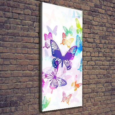 Cuadro canvas decorativo para salón vertical mariposas coloridas