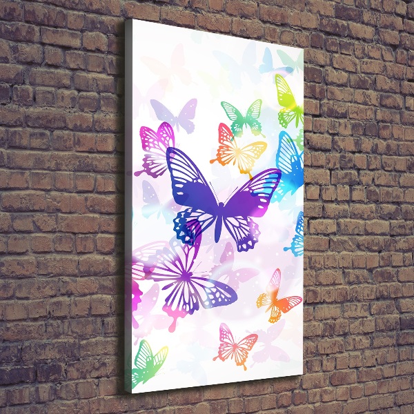 Cuadro canvas decorativo para salón vertical mariposas coloridas