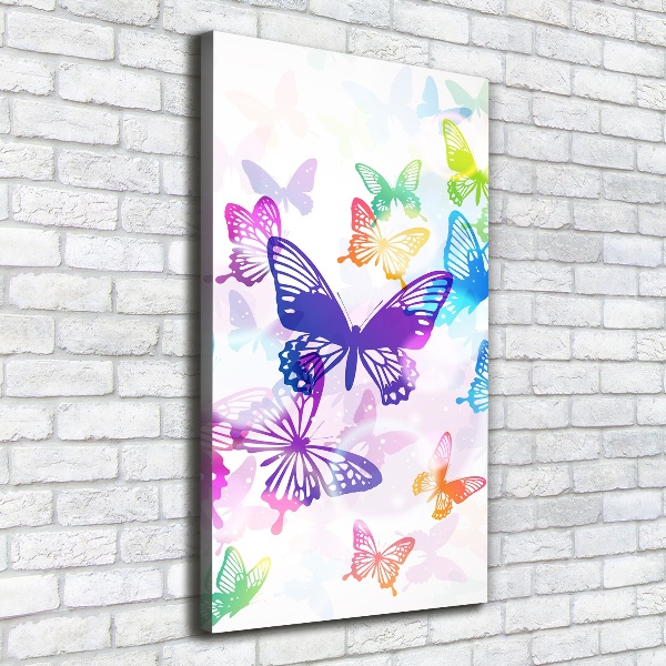 Cuadro canvas decorativo para salón vertical mariposas coloridas