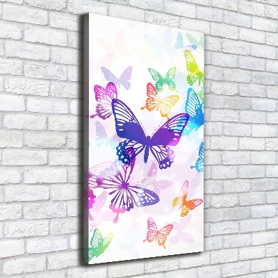 Cuadro canvas decorativo para salón vertical mariposas coloridas