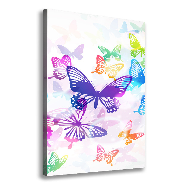 Cuadro canvas decorativo para salón vertical mariposas coloridas