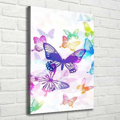 Cuadro canvas decorativo para salón vertical mariposas coloridas
