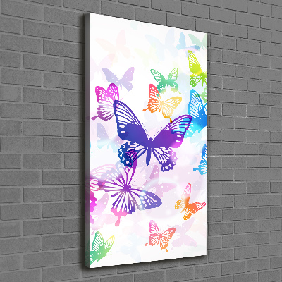 Cuadro canvas decorativo para salón vertical mariposas coloridas