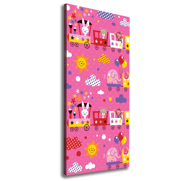 Cuadro moderno en lienzo resistente uv vertical Tren feliz