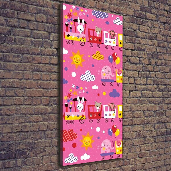 Cuadro moderno en lienzo resistente uv vertical Tren feliz