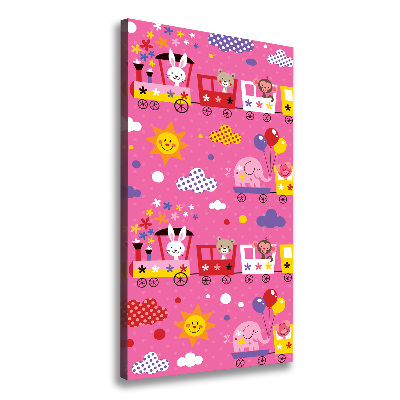 Cuadro moderno en lienzo resistente uv vertical Tren feliz