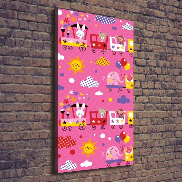 Cuadro moderno en lienzo resistente uv vertical Tren feliz