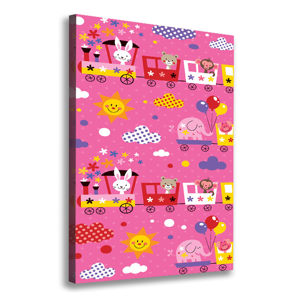 Cuadro moderno en lienzo resistente uv vertical Tren feliz