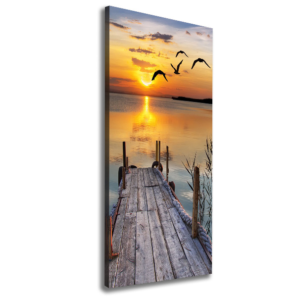 Cuadro moderno en lienzo resistente uv vertical Muelle de madera