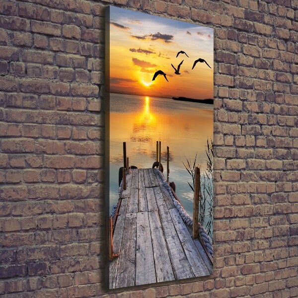 Cuadro moderno en lienzo resistente uv vertical Muelle de madera
