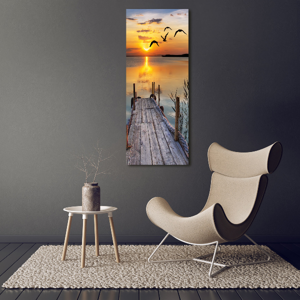 Cuadro moderno en lienzo resistente uv vertical Muelle de madera