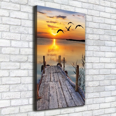 Cuadro moderno en lienzo resistente uv vertical Muelle de madera