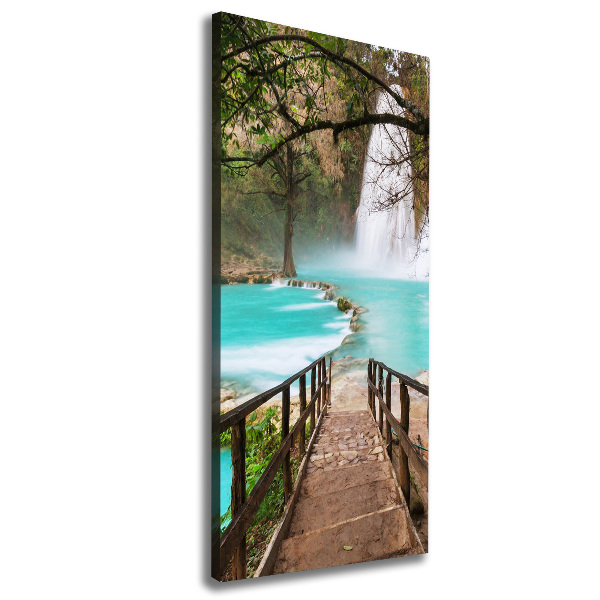 Cuadro moderno en lienzo resistente uv vertical Cascada de México