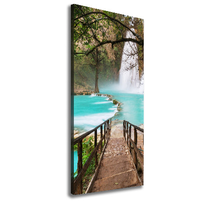 Cuadro moderno en lienzo resistente uv vertical Cascada de México