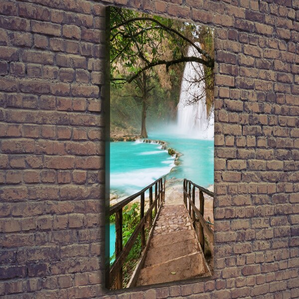 Cuadro moderno en lienzo resistente uv vertical Cascada de México
