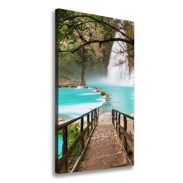 Cuadro moderno en lienzo resistente uv vertical Cascada de México