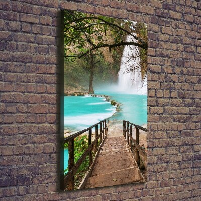 Cuadro moderno en lienzo resistente uv vertical Cascada de México