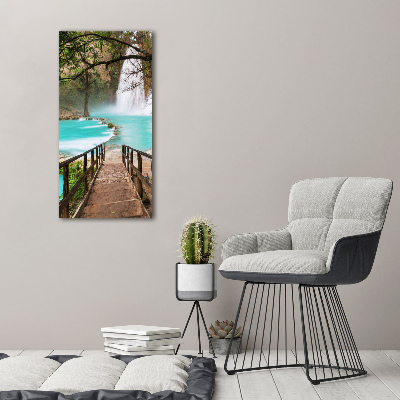 Cuadro moderno en lienzo resistente uv vertical Cascada de México