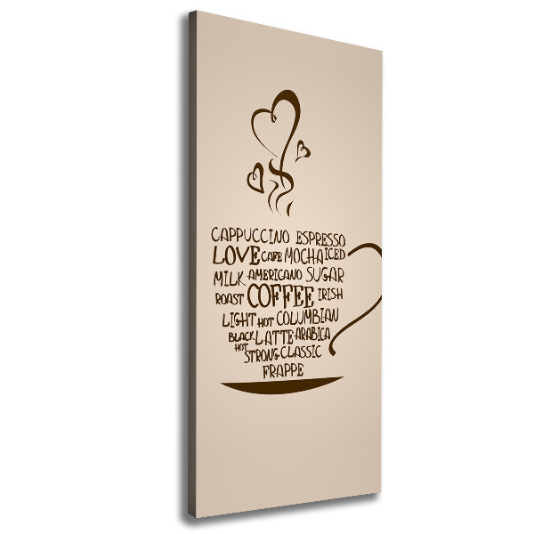 Cuadro canvas decorativo para salón vertical Una taza de café