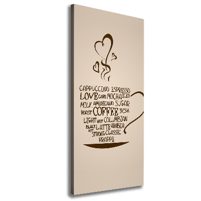 Cuadro canvas decorativo para salón vertical Una taza de café