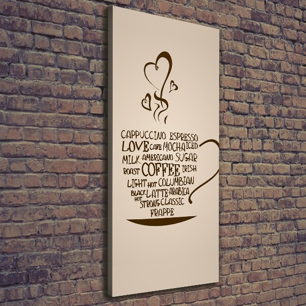 Cuadro canvas decorativo para salón vertical Una taza de café