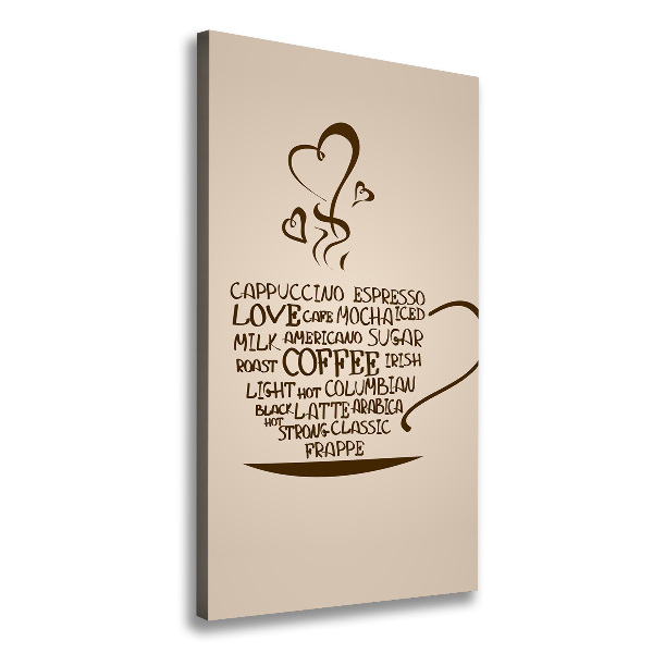 Cuadro canvas decorativo para salón vertical Una taza de café