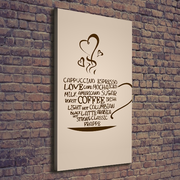 Cuadro canvas decorativo para salón vertical Una taza de café