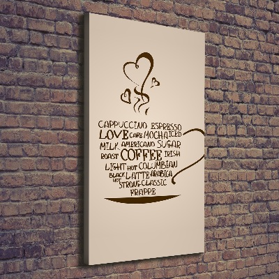 Cuadro canvas decorativo para salón vertical Una taza de café