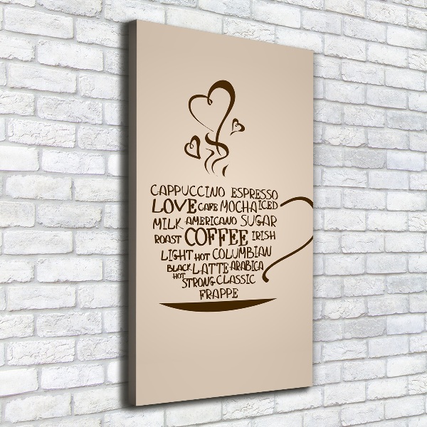 Cuadro canvas decorativo para salón vertical Una taza de café