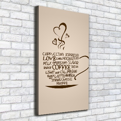 Cuadro canvas decorativo para salón vertical Una taza de café