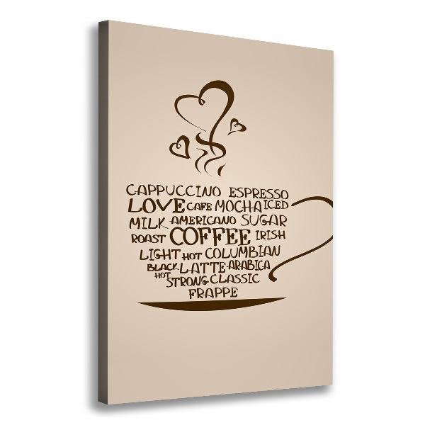 Cuadro canvas decorativo para salón vertical Una taza de café