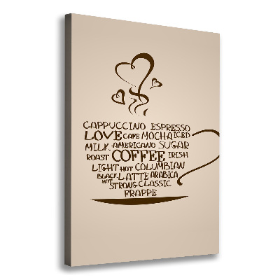 Cuadro canvas decorativo para salón vertical Una taza de café
