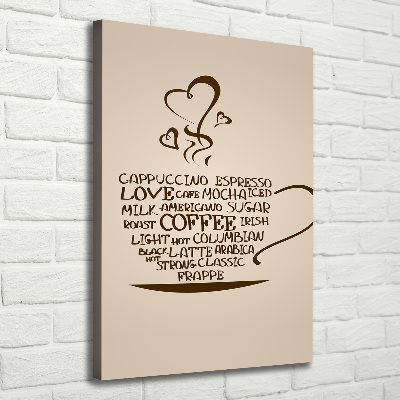Cuadro canvas decorativo para salón vertical Una taza de café