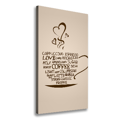 Cuadro canvas decorativo para salón vertical Una taza de café
