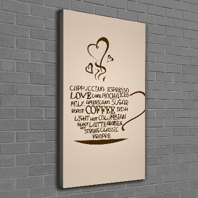 Cuadro canvas decorativo para salón vertical Una taza de café