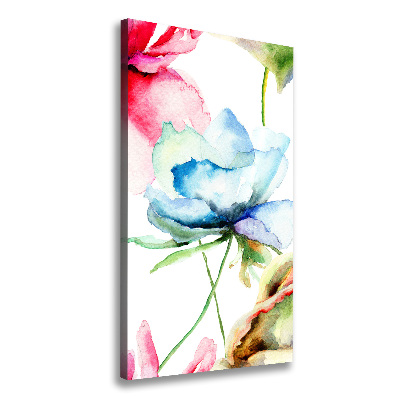 Cuadro canvas decorativo para salón vertical Amapolas