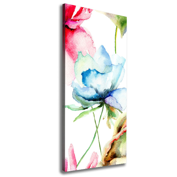 Cuadro canvas decorativo para salón vertical Amapolas