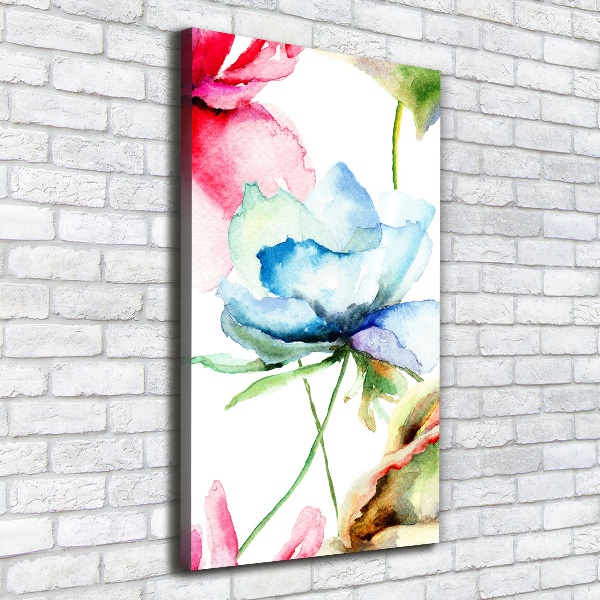 Cuadro canvas decorativo para salón vertical Amapolas