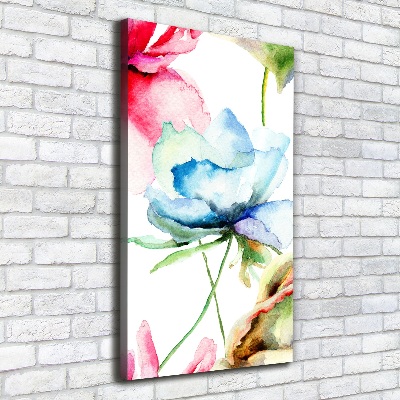 Cuadro canvas decorativo para salón vertical Amapolas