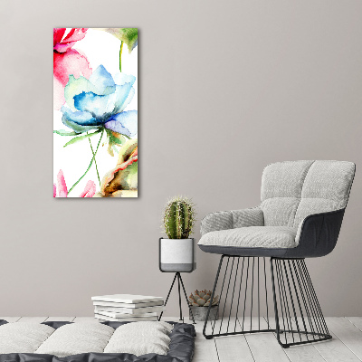 Cuadro canvas decorativo para salón vertical Amapolas