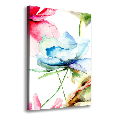 Cuadro canvas decorativo para salón vertical Amapolas