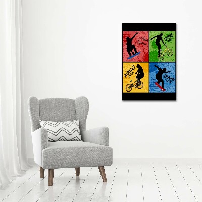 Fotografía en lienzo vertical Bicicleta y patineta