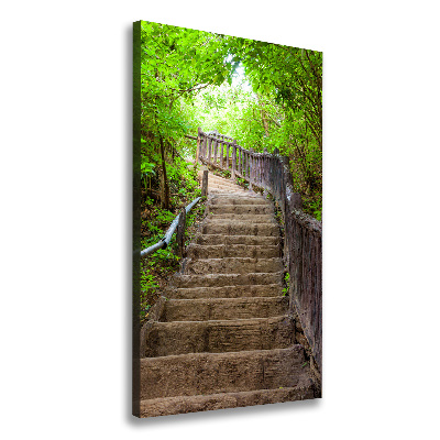 Fotografía en lienzo vertical Escaleras en el bosque