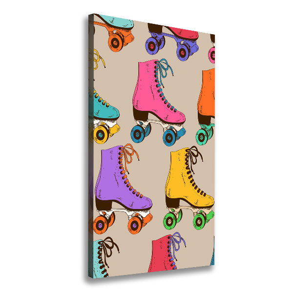 Cuadro canvas decorativo para salón vertical Patines de colores