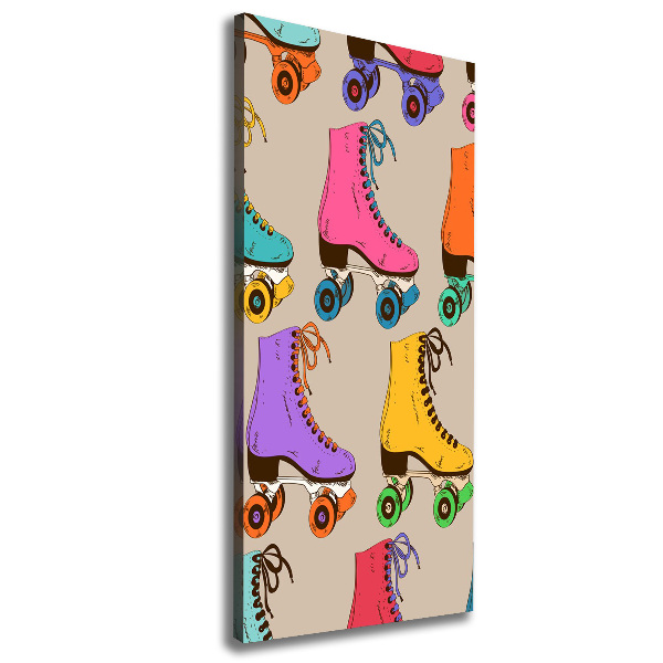Cuadro canvas decorativo para salón vertical Patines de colores