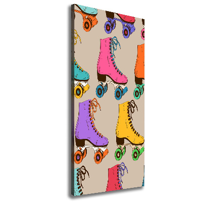 Cuadro canvas decorativo para salón vertical Patines de colores