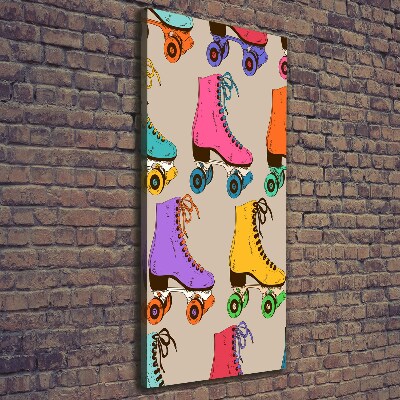 Cuadro canvas decorativo para salón vertical Patines de colores