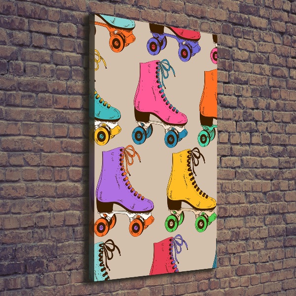 Cuadro canvas decorativo para salón vertical Patines de colores