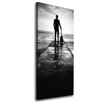 Cuadro moderno en lienzo resistente uv vertical Guitarrista en el muelle