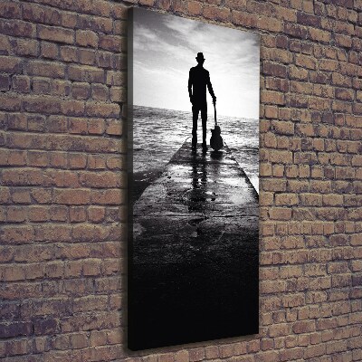 Cuadro moderno en lienzo resistente uv vertical Guitarrista en el muelle